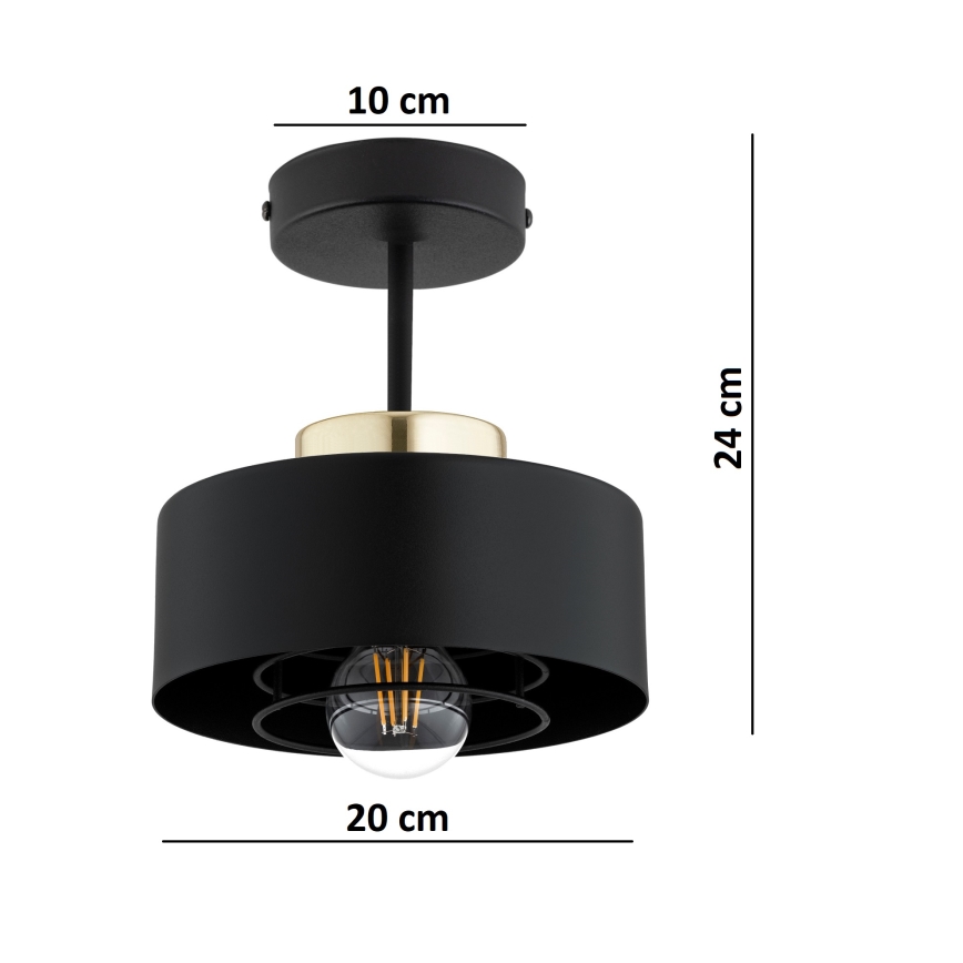Brilagi - Lustră aplicată SPRING 1xE27/60W/230V negru/auriu