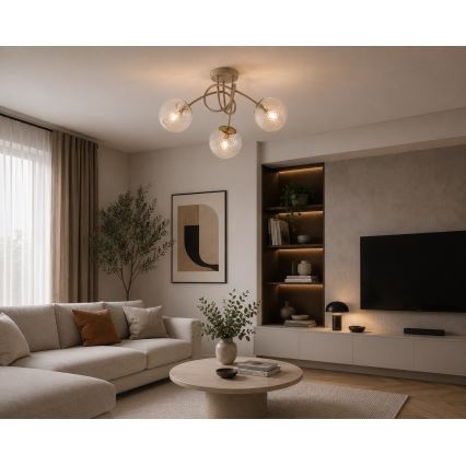 Brilagi - Lustră aplicată STELLA 3xE27/60W/230V bej/auriu