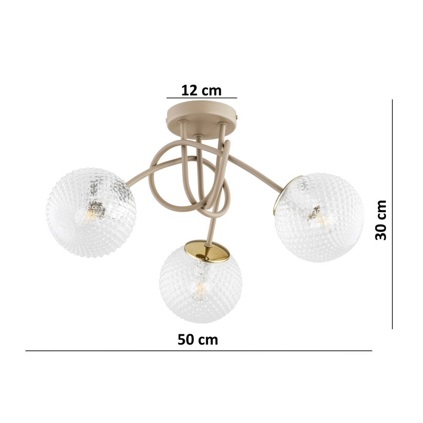Brilagi - Lustră aplicată STELLA 3xE27/60W/230V bej/auriu