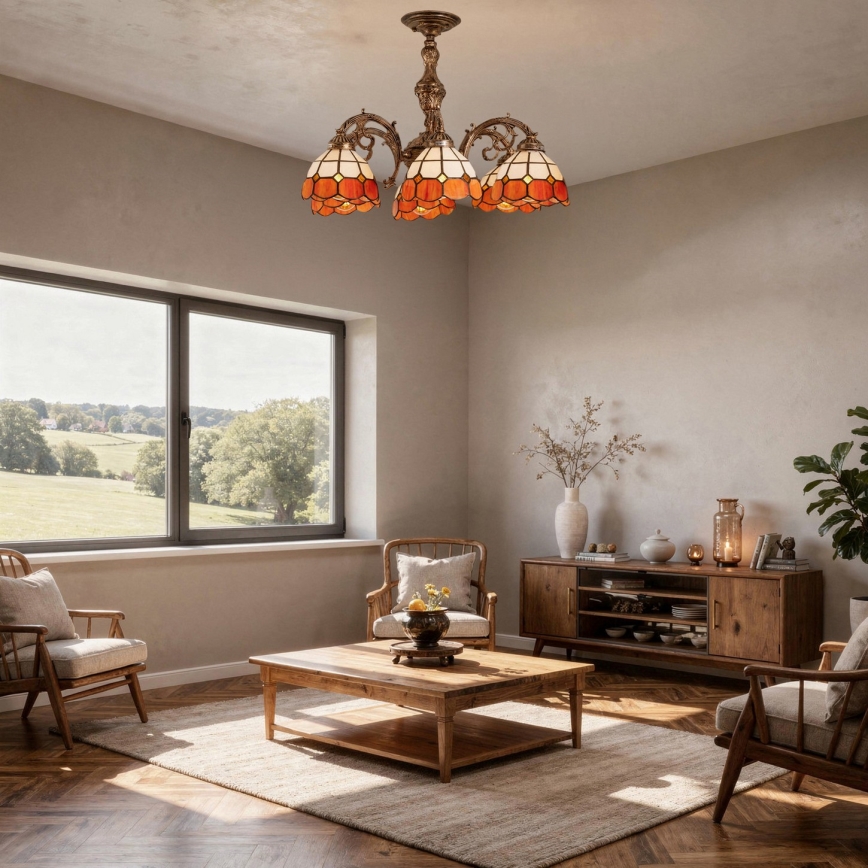 Brilagi - Lustră aplicată Tiffany SIENNA, 6x E27/60W/230V, Ø 60 cm