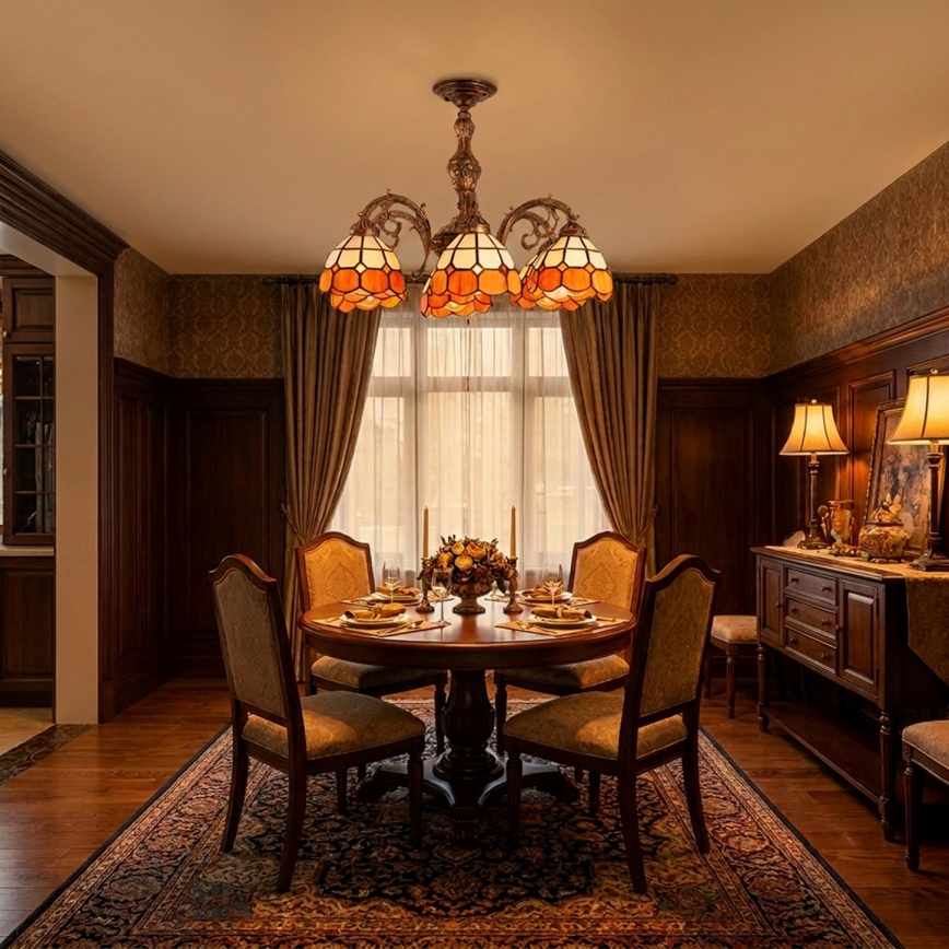 Brilagi - Lustră aplicată Tiffany SIENNA, 6x E27/60W/230V, Ø 60 cm
