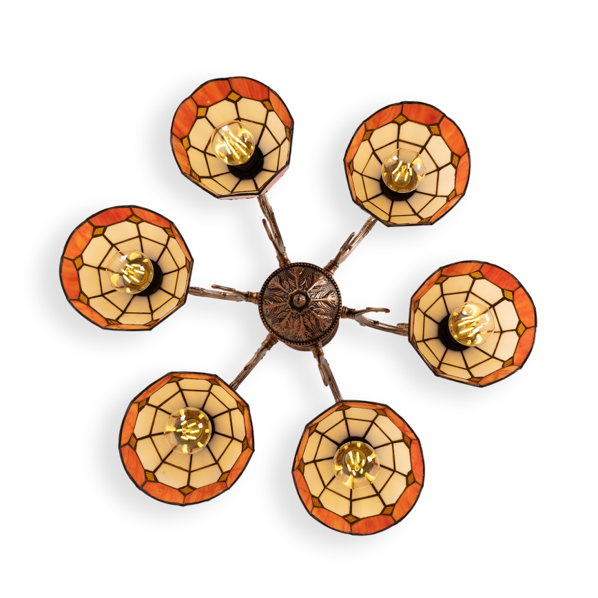 Brilagi - Lustră aplicată Tiffany SIENNA, 6x E27/60W/230V, Ø 60 cm