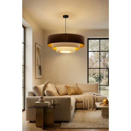 Brilagi - Lustră cu cablu LUNETA 3xE27/60W/230V Ø 80 cm maro/bej/crem