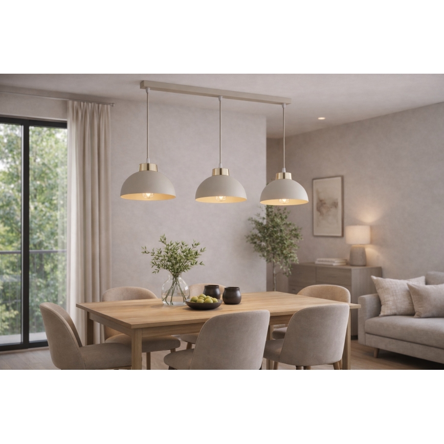 Brilagi - Lustră cu cablu MOON 3xE27/60W/230V bej/auriu