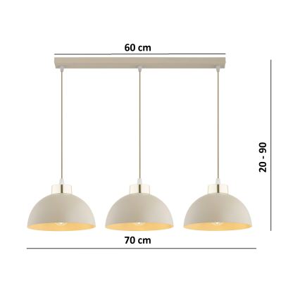 Brilagi - Lustră cu cablu MOON 3xE27/60W/230V bej/auriu
