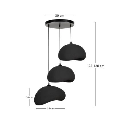 Brilagi - Lustră cu cablu WABI SABI 3xE27/40W/230V Ø 60 cm negru