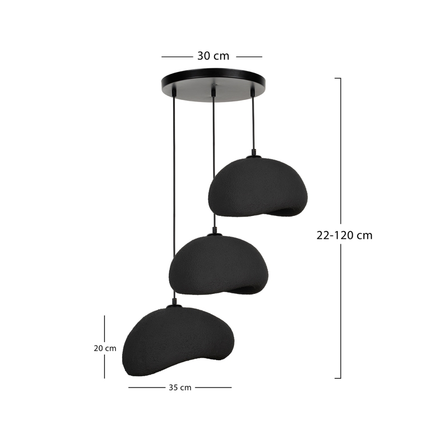 Brilagi - Lustră cu cablu WABI SABI 3xE27/40W/230V Ø 60 cm negru