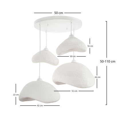 Brilagi - Lustră cu cablu WABI SABI 4xE27/40W/230V Ø 90 cm, albă