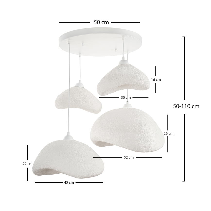 Brilagi - Lustră cu cablu WABI SABI 4xE27/40W/230V Ø 90 cm, albă