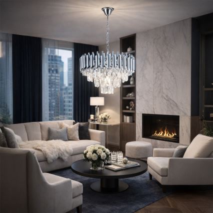 Brilagi - Lustră cu lanț ECLIPSE, 5xE14/10W/230V, diam. 38 cm, argintie