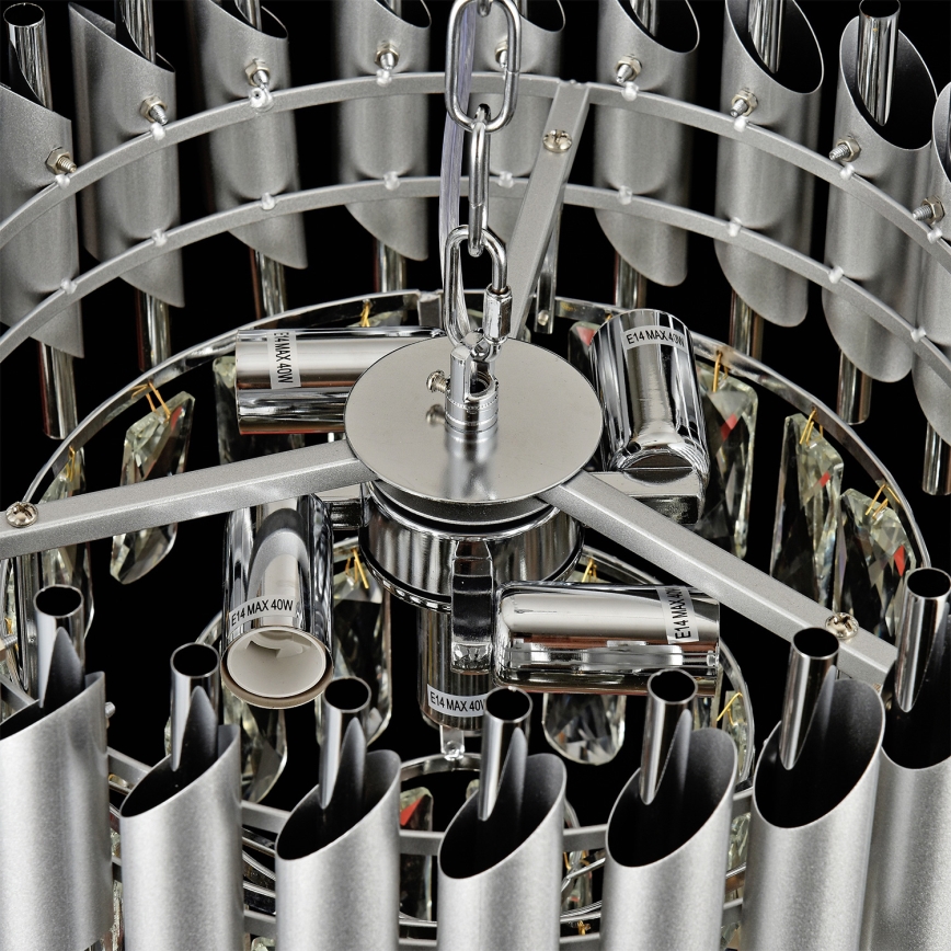 Brilagi - Lustră cu lanț ECLIPSE, 5xE14/10W/230V, diam. 38 cm, argintie