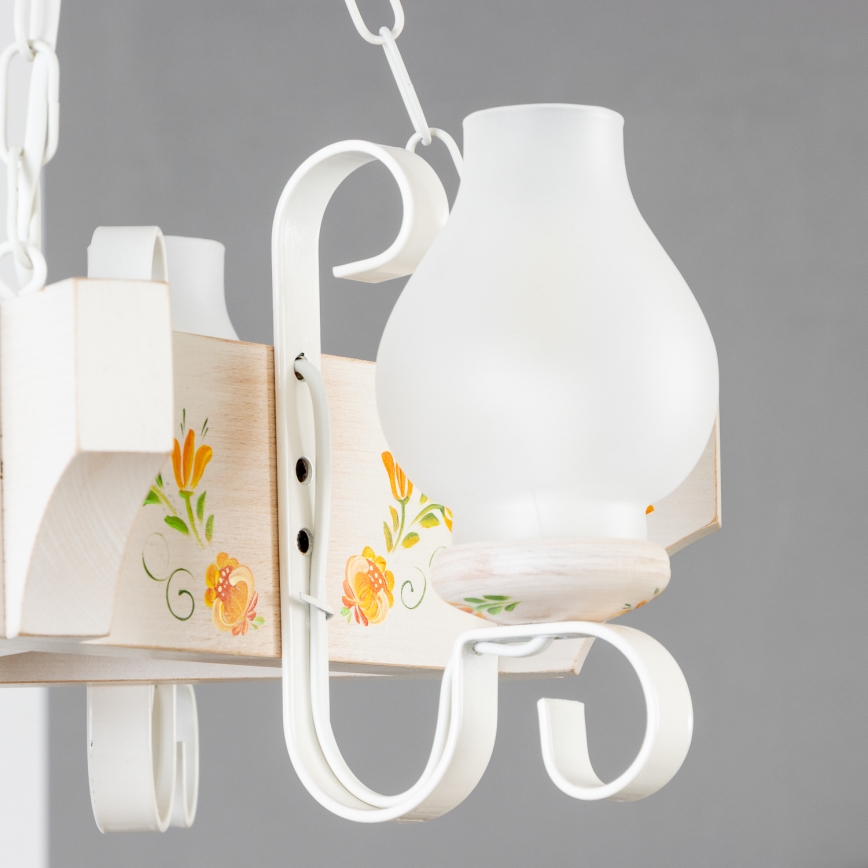 Brilagi - Lustră cu lanț QUEEN 3xE14/40W/230V fag/crem