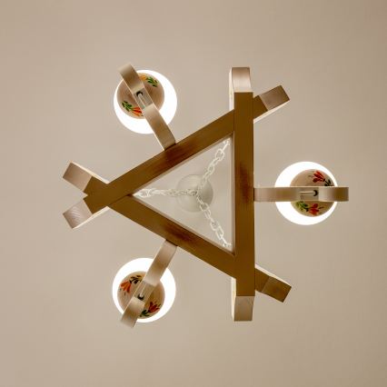 Brilagi - Lustră cu lanț QUEEN 3xE14/40W/230V fag/crem