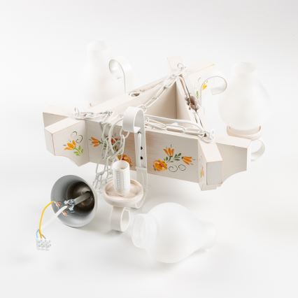 Brilagi - Lustră cu lanț QUEEN 3xE14/40W/230V fag/crem