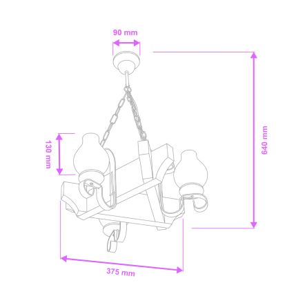 Brilagi - Lustră cu lanț QUEEN 3xE14/40W/230V fag/crem