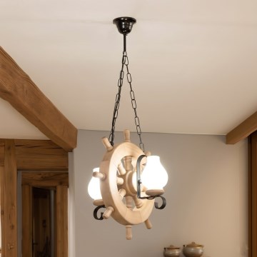 Brilagi - Lustră cu lanț TIMONA 2xE14/40W/230V stejar