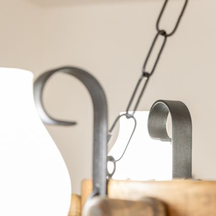 Brilagi - Lustră cu lanț TIMONA, 4xE14/40W/230V, Ø 50 cm, fag