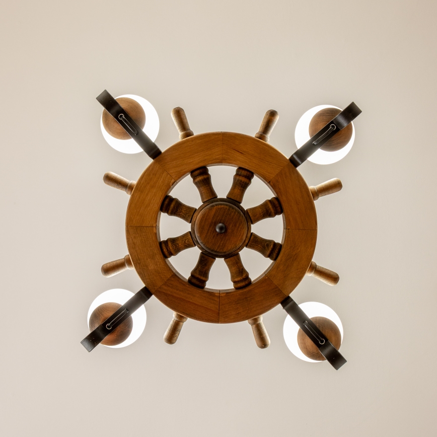 Brilagi - Lustră cu lanț TIMONA, 4xE14/40W/230V, Ø 50 cm, fag