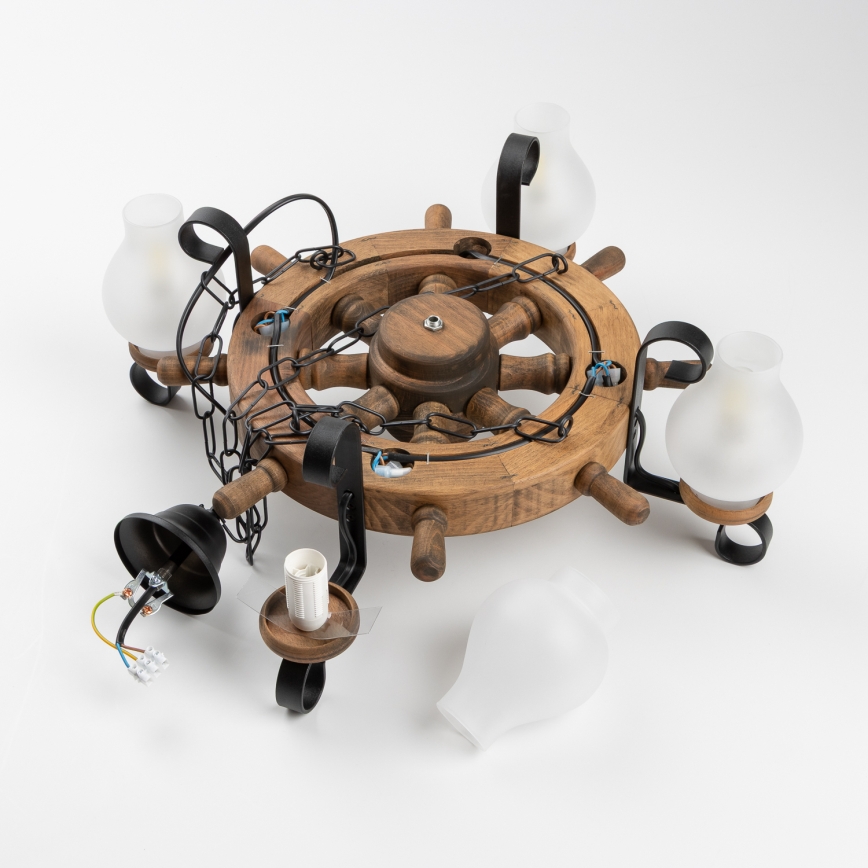 Brilagi - Lustră cu lanț TIMONA, 4xE14/40W/230V, Ø 50 cm, fag