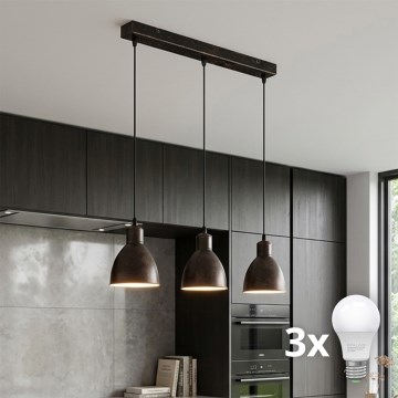 Brilagi - Lustra cu LED pe cablu RIDDY 3xE27/60W/230V cupru/patină