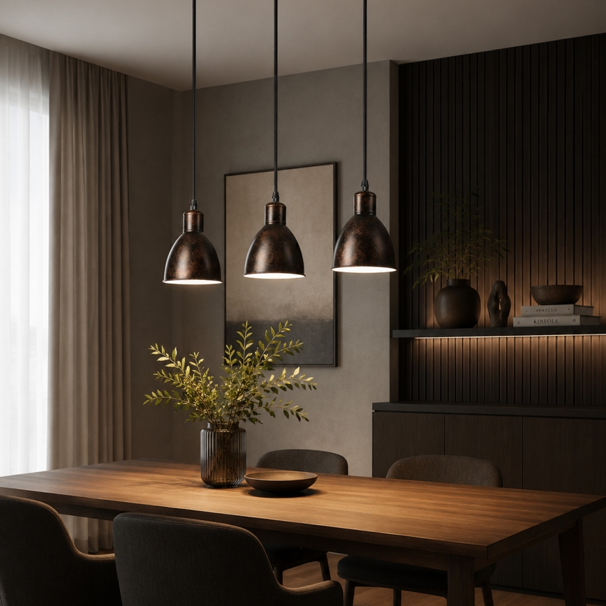 Brilagi - Lustra cu LED pe cablu RIDDY 3xE27/60W/230V cupru/patină