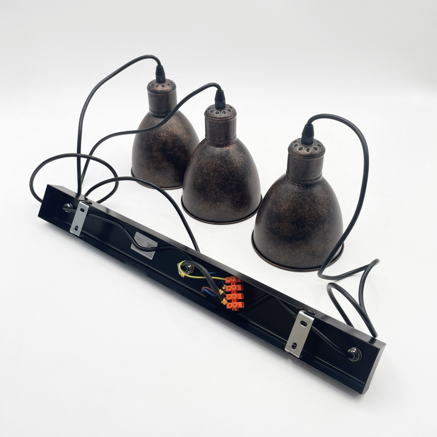 Brilagi - Lustra cu LED pe cablu RIDDY 3xE27/60W/230V cupru/patină