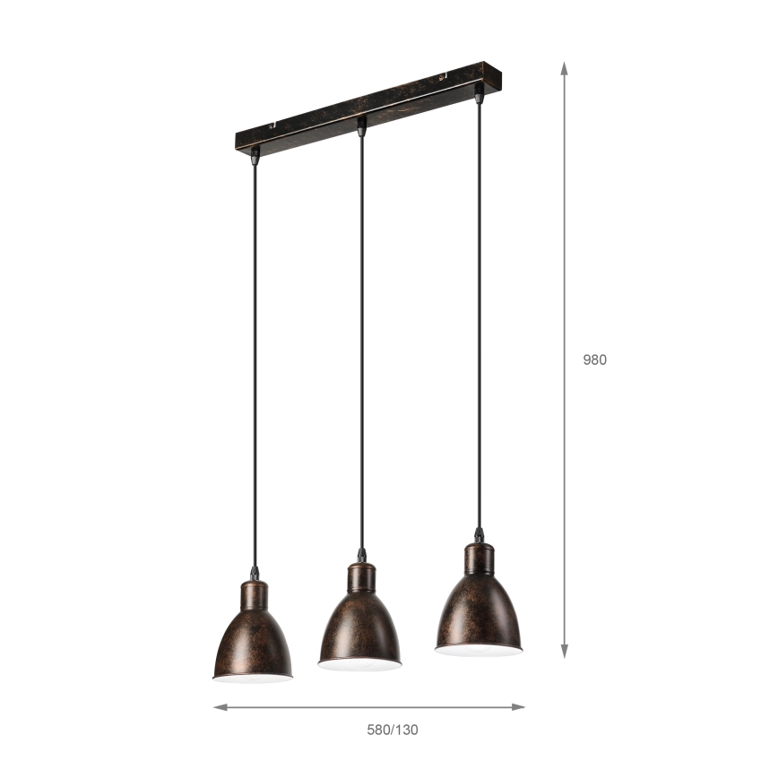 Brilagi - Lustra cu LED pe cablu RIDDY 3xE27/60W/230V cupru/patină