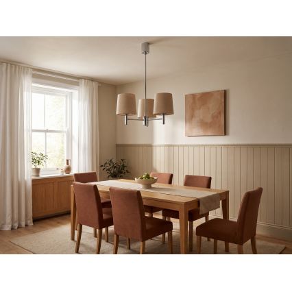 Brilagi - Lustră cu tijă MONTE 3xE27/60W/230V bej/crom lucios