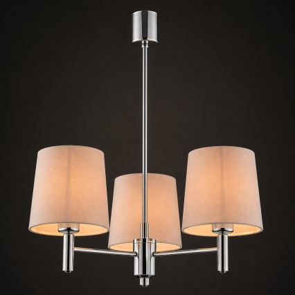 Brilagi - Lustră cu tijă MONTE 3xE27/60W/230V bej/crom lucios