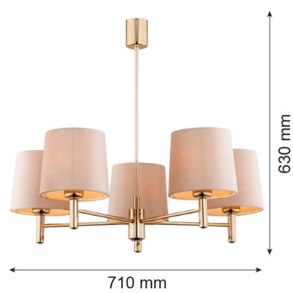 Brilagi - Lustra cu tijă MONTE 5xE27/15W/230V bej/auriu