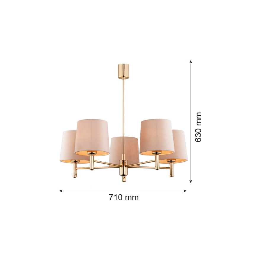 Brilagi - Lustra cu tijă MONTE 5xE27/60W/230V bej/auriu