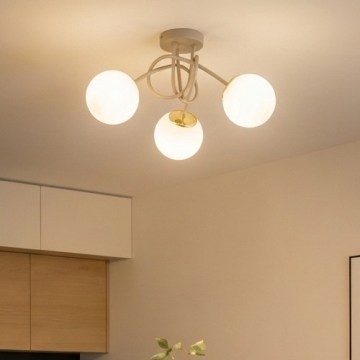 Brilagi - Lustră de tavan aplicată MILO ECRU 3xE27/60W/230V, bej/auriu