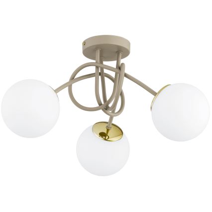 Brilagi - Lustră de tavan aplicată MILO ECRU 3xE27/60W/230V, bej/auriu