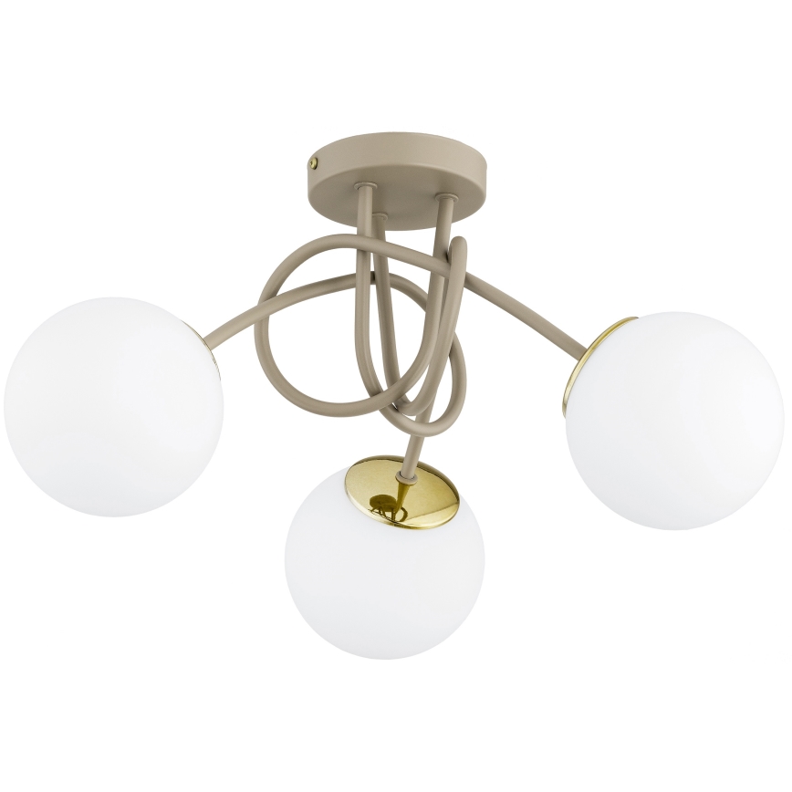 Brilagi - Lustră de tavan aplicată MILO ECRU 3xE27/60W/230V, bej/auriu