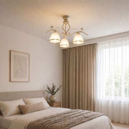 Brilagi - Lustră LED aplicată ANTICO 3xE27/60W/230V 3000K patină albă