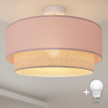 Brilagi - Lustră LED aplicată BOHO BOBO 1xE27/10W/230V Ø 40 cm roz/crem