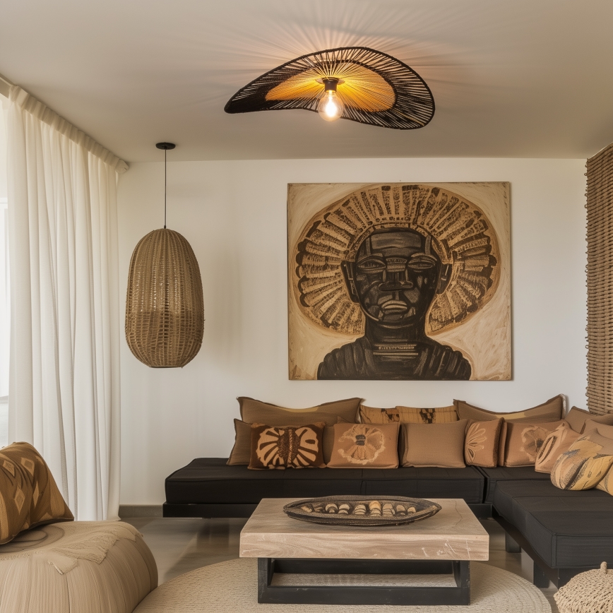 Brilagi - Lustră LED aplicată CERIA BOHO, 1x E27/40W/230V, Ø 80 cm, negru/maro