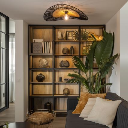 Brilagi - Lustră LED aplicată CERIA BOHO, 1x E27/40W/230V, Ø 80 cm, negru/maro