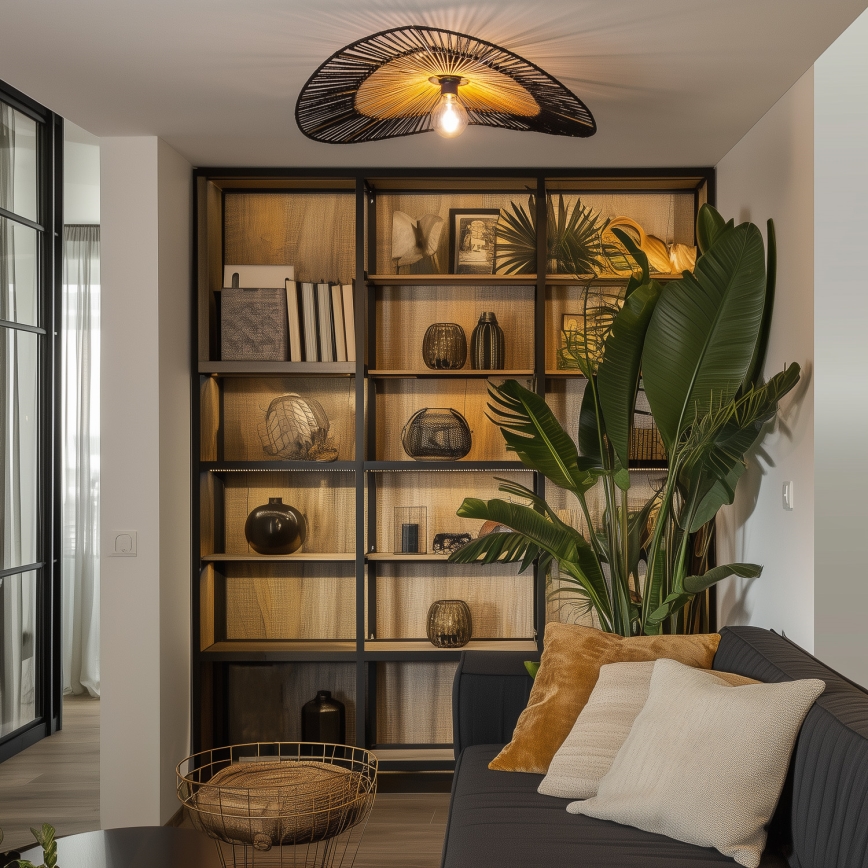 Brilagi - Lustră LED aplicată CERIA BOHO, 1x E27/40W/230V, Ø 80 cm, negru/maro