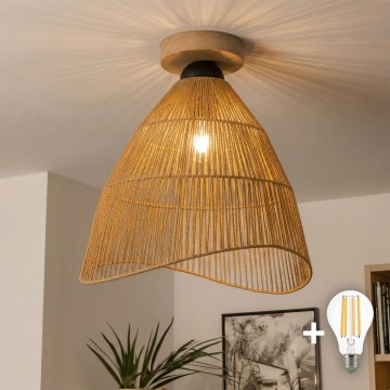 Brilagi - Lustră LED aplicată CERIA BOHO 1xE27/40W/230V, Ø 50 cm, maro/stejar