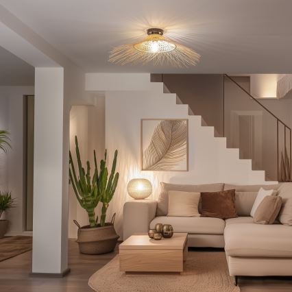 Brilagi - Lustră LED aplicată CERIA BOHO, 1xE27/40W/230V, Ø 70 cm, bambus