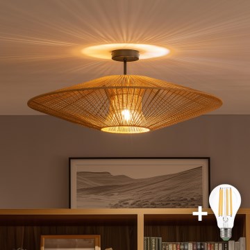Brilagi - Lustră LED aplicată CERIA BOHO 1xE27/60W/230V diam. 70 cm negru/maro