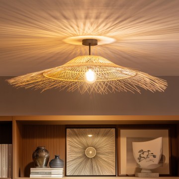Brilagi - Lustră LED aplicată CERIA BOHO 1xE27/60W/230V Ø 100 cm negru/bej