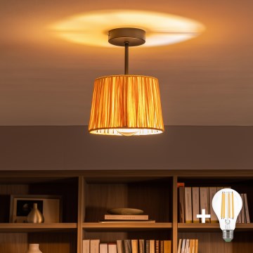 Brilagi - Lustră LED aplicată CERIA BOHO 1xE27/60W/230V Ø 20 cm negru/rafie
