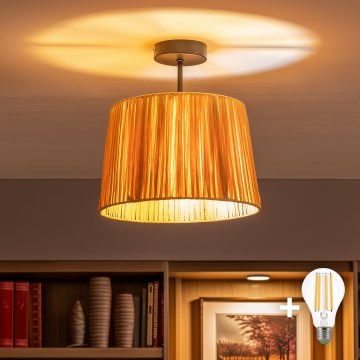 Brilagi - Lustră LED aplicată CERIA BOHO 1xE27/60W/230V Ø 30 cm negru/rafie
