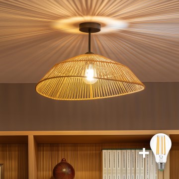 Brilagi - Lustră LED aplicată CERIA BOHO 1xE27/60W/230V Ø 50 cm negru/maro