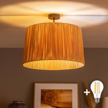 Brilagi - Lustră LED aplicată CERIA BOHO, 1xE27/60W/230V, Ø 50 cm, negru/rafie