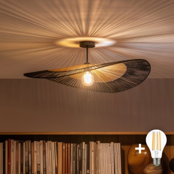 Brilagi - Lustră LED aplicată CERIA BOHO 1xE27/60W/230V Ø 80 cm negru/maro/negru