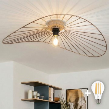 Brilagi - Lustră LED aplicată CERIA WIRE 1xE27/40W/230V 60x80 cm bronz/stejar