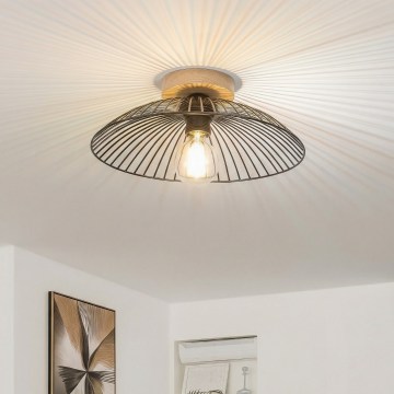 Brilagi - Lustră LED aplicată CERIA WIRE 1xE27/40W/230V Ø 38 cm negru/stejar